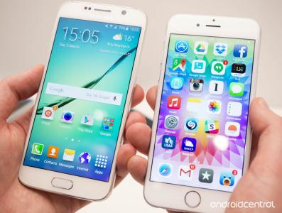 galaxy s6 iphone 6 comparison side hands